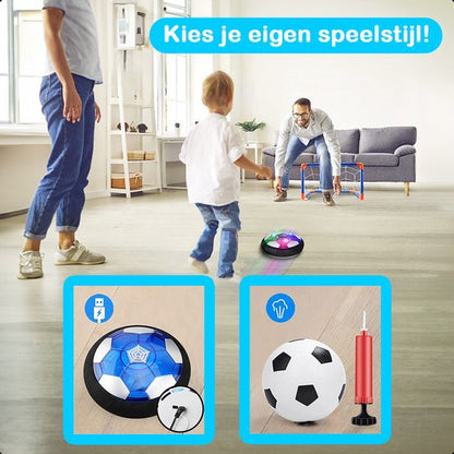 Hover Bal Set - Voetbaldoeltjes Set Van 2 - Voetbal Ø11cm&Pomp - Led Verlichting - 18 cm - Oplaadbaar - Indoor Zweef Voetbal - Zachte - Kinderen - Air Powered Soccer - Binnen