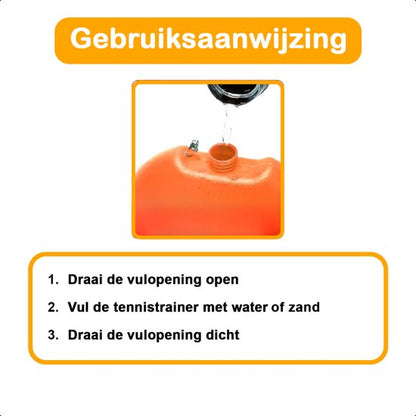 Tennispaal - Tennistrainer - Set Met Elastiek En Tennisbal - Oranje - Voor In de Tuin Kinderen - Classic - Pro - Vakantie - Volwassenen