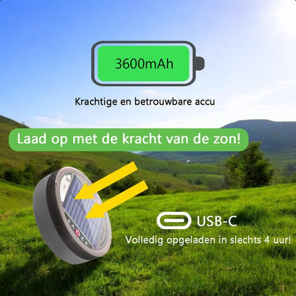 Solar Camping Lichtsnoer Met Afstandsbediening - 10 Meter - IP67 Waterdicht - Oprolbaar - Oplaadbaar - Warm-Wit - Verlichting Buiten Slinger - Lampjes - Lampenslinger - Kampeerlamp - Tentlamp