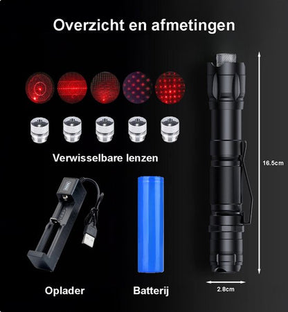 Professionele Laserpen Rood - Klasse II - Met Case - Oplaadbaar - Inclusief Batterijen En Oplader - Extra Krachtig