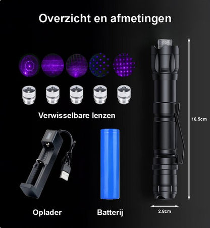 Professionele Laserpen Paars - Klasse II - Met Case - Oplaadbaar - Inclusief Batterijen En Oplader - Extra Krachtig | Pointer - Gadget - Lichtjes