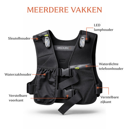 Hardloopvest Met Verlichting - 2 Drinkflessen - Hydratatievest