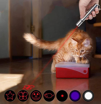 Laserpen 7-In-1 - Dieren - Rood - Oplaadbaar - Patronen - UV Licht