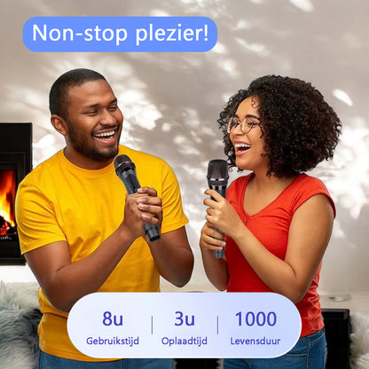 2 Stuks - Draadloze Microfoonset - VHF - USB-C Oplaadbaar - Plug & Play - Karaoke - Studio - 3.5-6.3mm Jack - ASMR - Geschikt Voor Partybox