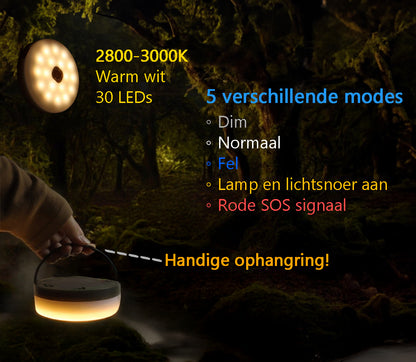 Solar Camping Lichtsnoer Met Afstandsbediening - 10 Meter - IP67 Waterdicht - Oprolbaar - Oplaadbaar - RGB - Warm Wit