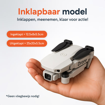 Dual Camera Drone -Incl 2 Accu's En Case - Grijs - Kinder - Voor Kinderen - Bestuurbare FPV Mini - Volwassenen - Buiten - Speelgoed - RC - E88