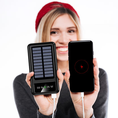 Pocket Mini Solar Powerbank 10000 mAh - Met Ingebouwde Kabels
