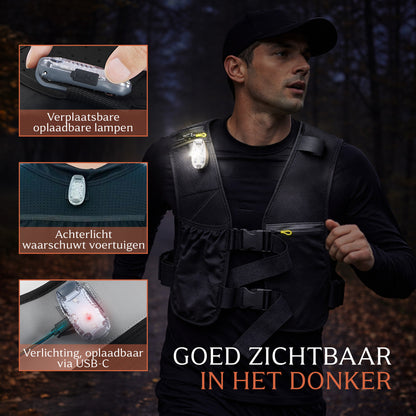 Hardloopvest Met Verlichting - 2 Drinkflessen - Hydratatievest