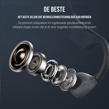 Wave - Bone Conduction Headphone - IPX7 Waterbestendig - Bluetooth V5.3 - Koptelefoon - Draadloze Sport Oordopjes - Hardloop Oortjes - Headset - Zwart