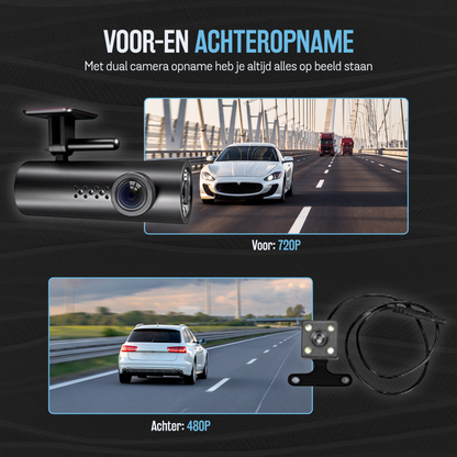 B100 Dashcam - 720P - Wifi - Auto Camera - Nachtzicht - Incl 64GB SD