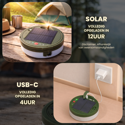 Solar Camping Lichtsnoer Met Afstandsbediening - Warm-Wit+Kleur  - 10M - USB-Oplaadbaar