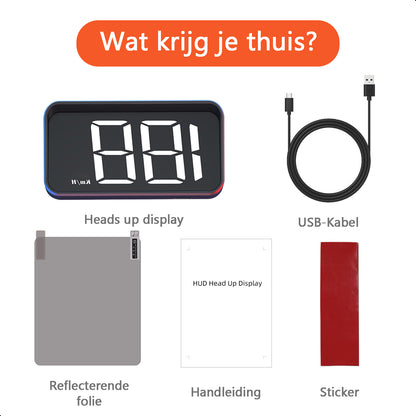 Automatische - GPS Snelheidsmeter Auto HUD - USB-C - Wit - Head Up Displays - Plug&Play