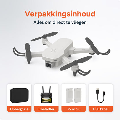 Dual Camera Drone -Incl 2 Accu's En Case - Grijs - Kinder - Voor Kinderen - Bestuurbare FPV Mini - Volwassenen - Buiten - Speelgoed - RC - E88