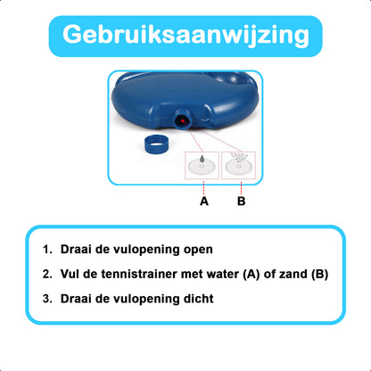 Tennispaal - Tennistrainer - Set Met Elastiek En Tennisbal - Voor In de Tuin Kinderen - Classic - Pro - Vakantie - Volwassenen - Blauw