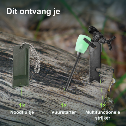 Magnesium Vuurstarter En Strijker Met Noodfluitje - Vuursteen - Nood