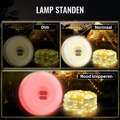 Camping Lichtsnoer Oprolbaar - Warm-Wit - 10M - USB-Oplaadbaar