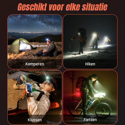 Hoofdlamp Ultra Light LED Oplaadbaar - Wit En Rood Licht - 150Lumen - Kantelbaar