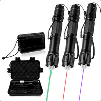 3-Pack Professional Laser Pen Set Green/Red/Purple &lt;5mW With Case - Rechargeable - Including Batteries and Charger